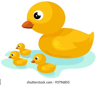 illustration of isolated duck family on white background