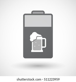 Illustration of an isolated electric energy battery icon with  a beer jar icon