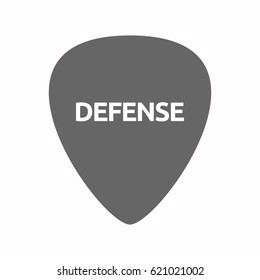 Ilustración de un plectrum aislado de guitarra eléctrica con el texto DEFENSE