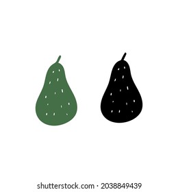 Illustration with isolated elements. Avocado vector design for logo, card, poster, etc. 