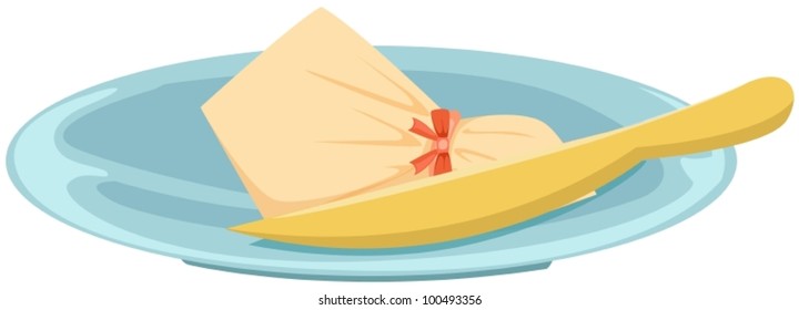 illustration of isolated empty plate with khief and napkin