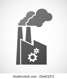 Illustration of an isolated factory icon with a gears