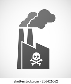 Illustration of an isolated factory icon with a skull