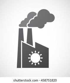 Illustration of an isolated factory icon with a sun