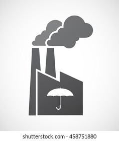 Illustration of an isolated factory icon with an umbrella