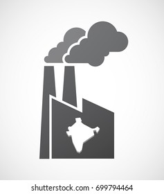 Illustration of an isolated factory with  a map of India
