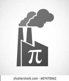 Illustration of an isolated factory with the number pi symbol