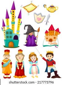 illustration of isolated fairytale set on white background