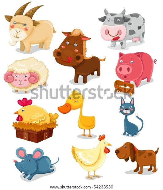 Illustration Isolated Farm Animals Set On Stock Vector (Royalty Free ...