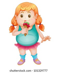 Illustration of an isolated fat girl