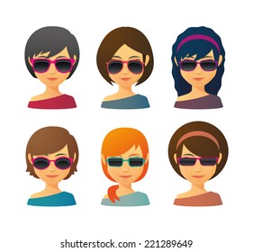 Illustration of an isolated female avatars with sunglasses