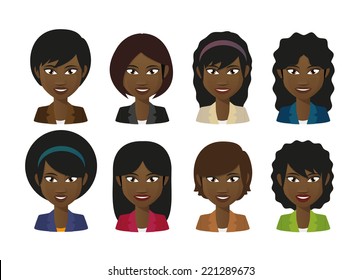 Illustration of an isolated female avatars  wearing suit