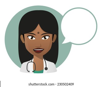 Illustration of an isolated female indian doctor avatar 