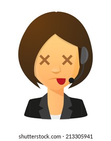 Illustration of an isolated female sick  avatar