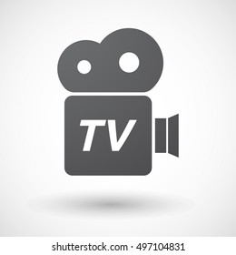 Illustration of an isolated film camera icon with    the text TV