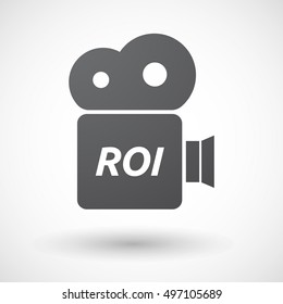 Illustration of an isolated film camera icon with    the return of investment acronym ROI