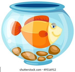 illustration of isolated fish bowl on white background