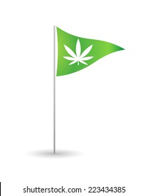 Illustration of an isolated flag with a marijuana leaf