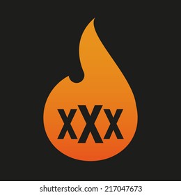 illustration of an isolated flame  with a triple x sign