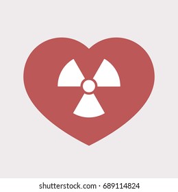 Illustration of an isolated flat color red heart with a radio activity sign