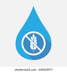 Illustration of an isolated flat color water drop with  a gluten free sign