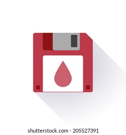 Illustration of an isolated floppy disk with an icon