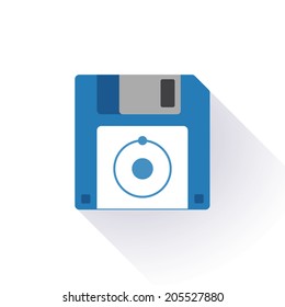 Illustration of an isolated floppy disk with an icon