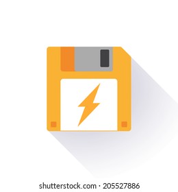 Illustration of an isolated floppy disk with an icon