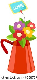 illustration of isolated flowers in vase on white background