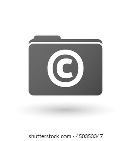 Illustration of an isolated folder icon with    the  copyright sign
