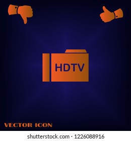 Illustration of an isolated folder icon with the text HDTV