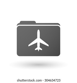Illustration of an isolated folder with a plane