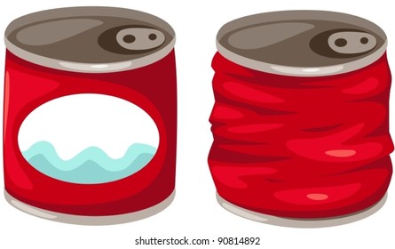 illustration of isolated food cans on white background