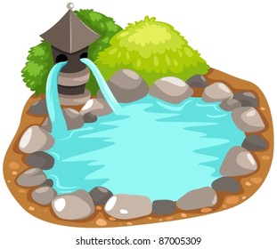 illustration of isolated fountain japanese on white background
