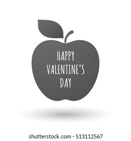 Illustration of an isolated fresh apple fruit icon with    the text HAPPY VALENTINES DAY