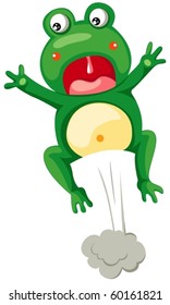 illustration of isolated frog jumping on white background