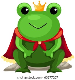 illustration of isolated frog prince on white background