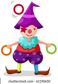 illustration of isolated funny clown juggling on white
