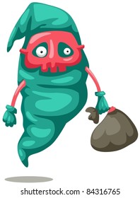illustration of isolated funny ghost on white background