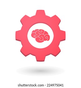 Illustration of an isolated gear icon with a brain