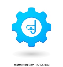Illustration of an isolated gear icon with a diving goggles