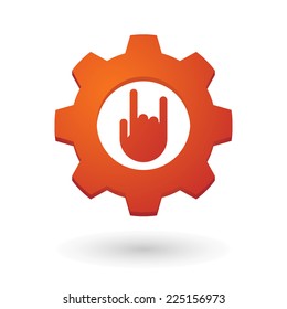 Illustration of an isolated gear icon with a hand