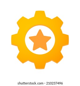 Illustration of an isolated gear with a star