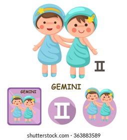Illustration of isolated gemini vector collection. zodiac signs