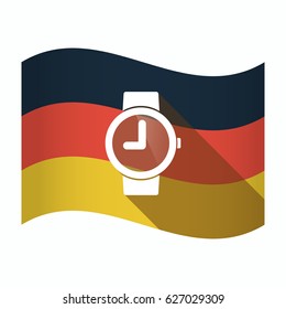 Illustration of an isolated Germany waving flag with a wrist watch
