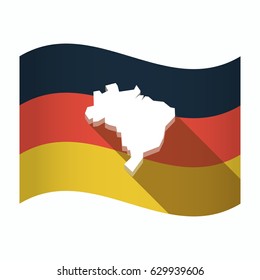 Illustration of an isolated Germany waving flag with  a map of Brazil