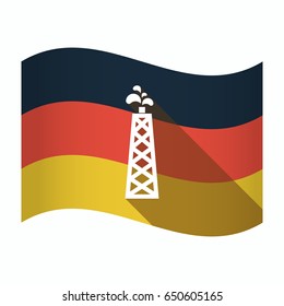 Illustration of an isolated Germany waving flag with an oil tower