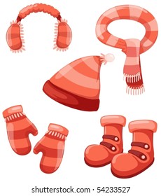 illustration of isolated girl accessories winter set