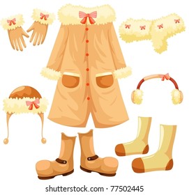 illustration of isolated girl accessories winter set