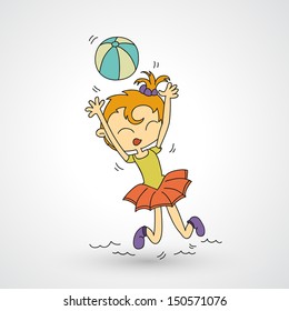 illustration of isolated girl playing volleyball vector